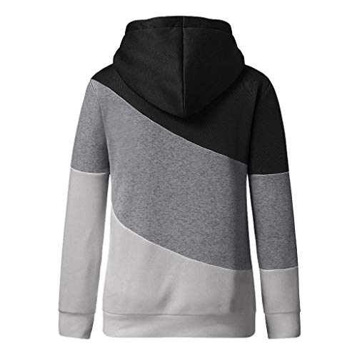 ReooLy - Sudadera con Capucha de Manga Larga con Contraste sólido Informal para Mujer(XXXL,Negro)