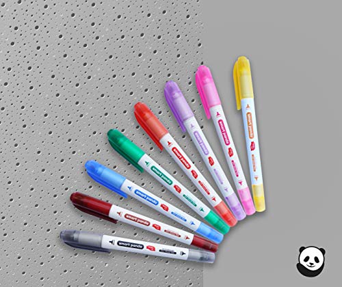 Rotuladores para Pizarra Blanca de SmartPanda – Punta Doble, Mediana y Fina – Borrado Seco, Ideal para el Hogar, Escuela u Oficina – Juego de 8 Colores Variados (8)