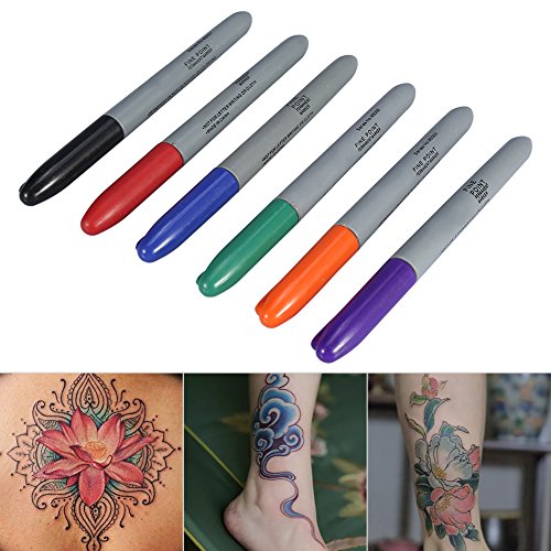 Rotuladores para tatuajes piercing marcador de piel posicionador pluma maquillaje permanente body art beauty tool 6 unids/set