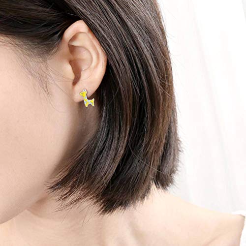 S925 Joyas de Plata Esterlina Estilo Coreano Lindo Jirafa Aretes Mujer 's Dulce Animal Ciervo Aretes Nicho, WOZUIMEI, Como se muestra