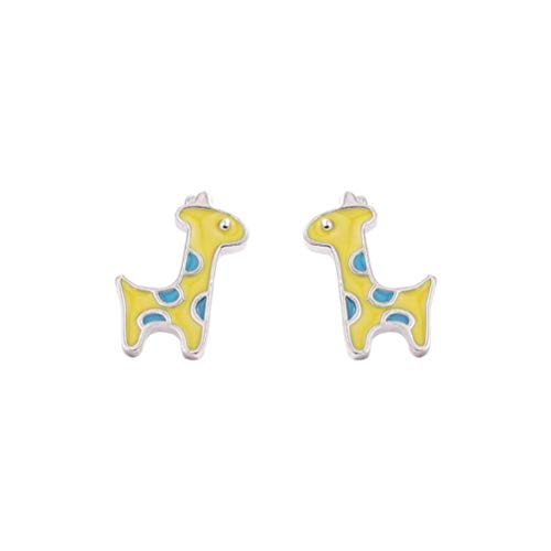 S925 Joyas de Plata Esterlina Estilo Coreano Lindo Jirafa Aretes Mujer 's Dulce Animal Ciervo Aretes Nicho, WOZUIMEI, Como se muestra