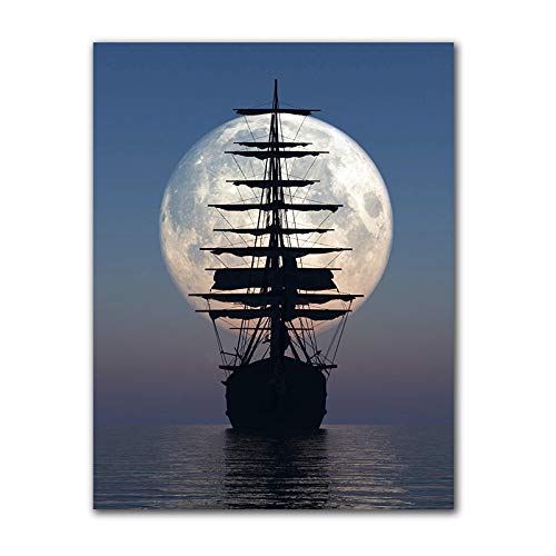 SADHAF Modern HD Print Sunrise Sailing Pintura sobre lienzo de pared Art Deco A2 40x50cm