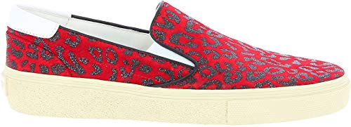 Saint Laurent Zapatos de Meter Estampado de Leopardo para Mujer en Piel roja - Número de Modelo: 365507 BV700 6561 - Tamaño: 36 EU