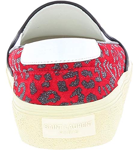 Saint Laurent Zapatos de Meter Estampado de Leopardo para Mujer en Piel roja - Número de Modelo: 365507 BV700 6561 - Tamaño: 36 EU