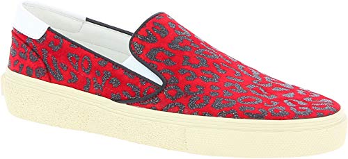 Saint Laurent Zapatos de Meter Estampado de Leopardo para Mujer en Piel roja - Número de Modelo: 365507 BV700 6561 - Tamaño: 36 EU