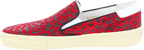 Saint Laurent Zapatos de Meter Estampado de Leopardo para Mujer en Piel roja - Número de Modelo: 365507 BV700 6561 - Tamaño: 36 EU