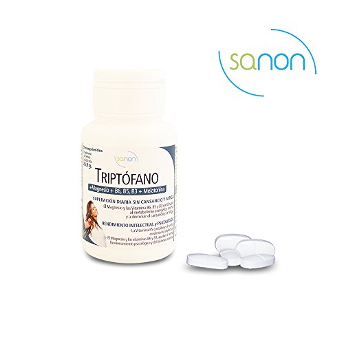 SANON Triptófano, Magnesio, Vitaminas y Melatonina, 30 comprimidos de 1300 mg