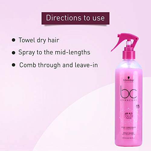 Schwarzkopf BC Ph4.5 BONACURE Color Freeze Spray ACONDICIONADOR 400ML, Único, 400 ml, 400