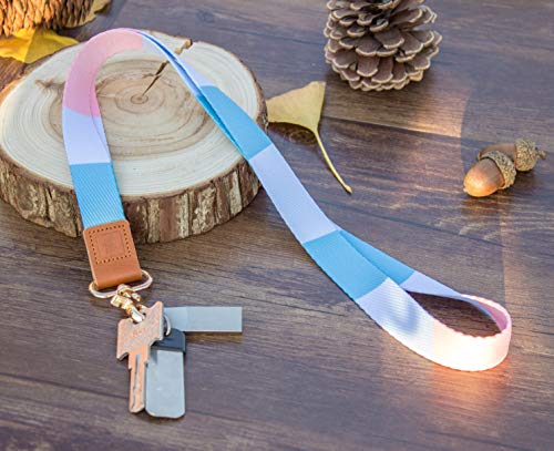 SENLLY Correa para Cuello Cordón Cuerda Cou Neck Lanyard Strap con Colgar de Piel Genuina para el key, Keychain Teléfono Móvil, USB, Llaves, Nombre Tag, Tarjetas de Identificación (MistyRose)