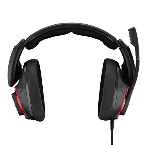 Sennheiser GSP 600 - Auriculares Cerrados para Juegos Profesionales, Color Negro y Rojo, One-Size