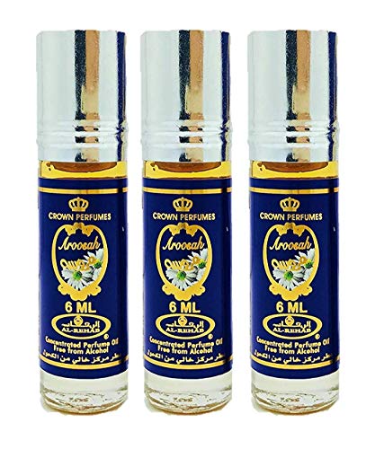 Set de 3 Almizcle Musk AROOSAH Al Rehab 6ML Perfumes de Mujer Perfumes Hombre Attar Perfume Sin Alcohol 100% de Aceite Almizcle Oud Roll on, NOTAS: Floral, Amaderado, Herbario, Almizclado