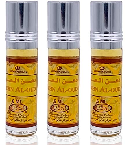 Set de 3 Almizcle Musk DEHN AL OUD Al Rehab 6ML Perfumes de Mujer Perfumes Hombre Attar Perfume Sin Alcohol 100% de Aceite Almizcle Oud Roll on, NOTAS: Oud, Amaderado, Miel, Dulce, Floral