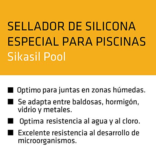 Sikasil Pool, Silicona neutra para sellados en piscinas, Transparente, 300ml