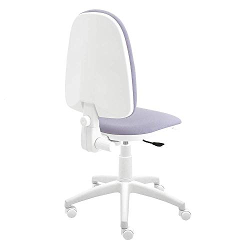 Silla giratoria Blanca de Oficina y Escritorio, Modelo Torino, diseño 100% Blanco ergonómico con Contacto Permanente (Malva)