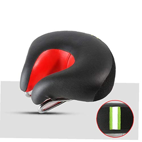 Sillín, sin Nariz Suave cómoda del cojín Amortiguador de la Forma Bicicletas Ciclismo Ancha ergonómica Silla Cojín de ratón para Bicicletas de montaña y Bicicletas de Paseo Negro y Rojo