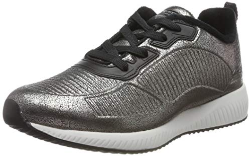 Skechers Women's BOBS Squad Trainers, Silver (Pewter Duraleather/Chenille Line Pew), 4 UK (37 EU)