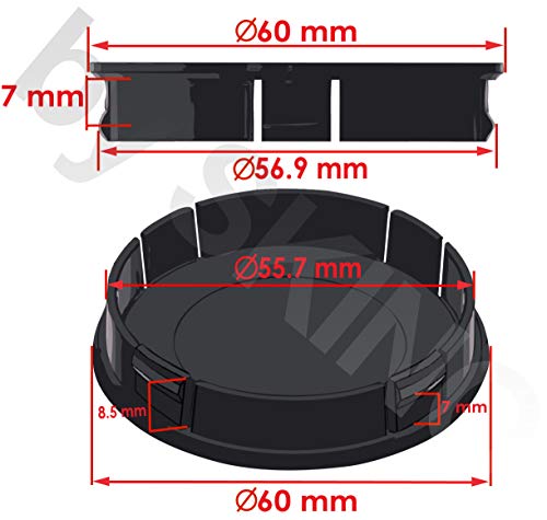 SkinoEu® 4 x 60mm Universal Tapas de Rueda de Centro Limited Edition Tapacubos para Coche C 64