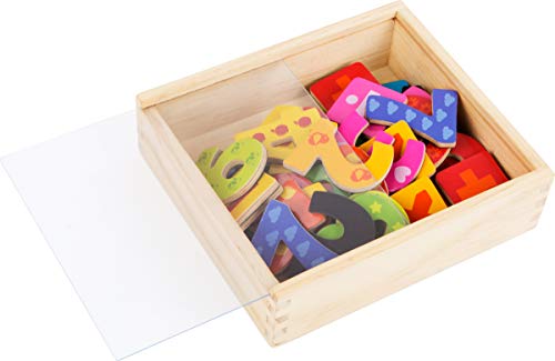 Small Foot 10731 - Números magnéticos en Caja de Madera, 40 números de 0 a 9 en un diseño Colorido, Aprendizaje de aritmética y promoción de la comprensión de los números