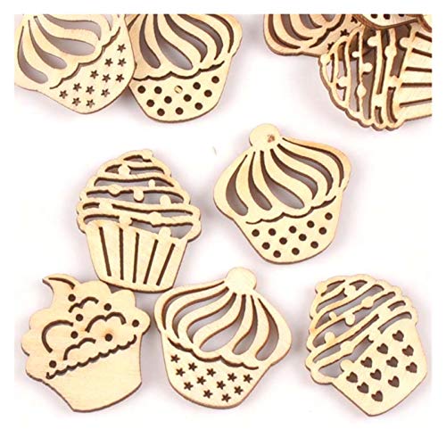 SMchwbc 25pcs Mix Ahueca hacia Fuera la Torta de Madera Ornamento Crafts decoración del hogar del Libro de Recuerdos de Madera sin terminar Accesorios Rebanadas