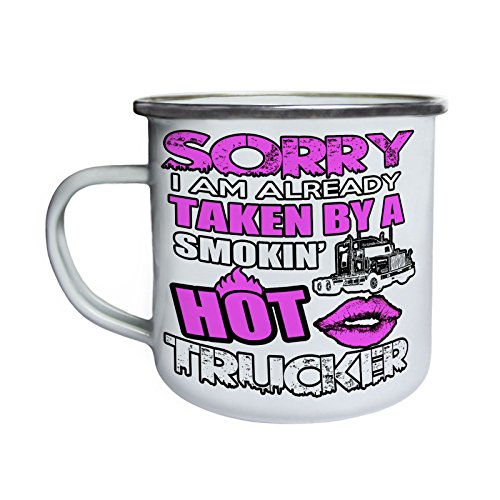 Smokin Hot Trucker Sexy Pink Love Retro, lata, taza del esmalte 10oz/280ml aa205e