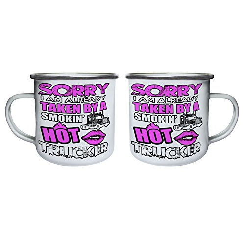 Smokin Hot Trucker Sexy Pink Love Retro, lata, taza del esmalte 10oz/280ml aa205e