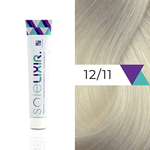 Soielixir Tinte Permanente para Cabello en crema SIN Resorcinol, parafenilendiamina y amoniaco - 93 colores - 100 ml - 12/11 Rubio Extra Claro Ceniza Intenso Superschiarente