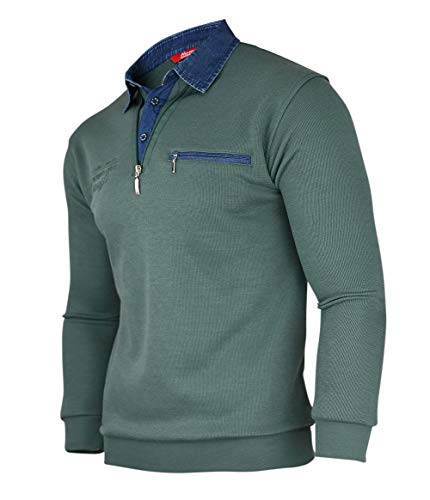 Soltice - Sudadera de manga larga con cuello para hombre, de mezcla de algodón (M hasta 3XL) [M1] Oliva. XXL