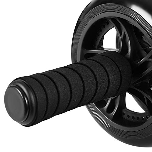 SONGMICS AB Roller AB Wheel, Máquina de Rodillos Abdominales, con Rodillera Antideslizante Extra Gruesa, Negra SPU75BK