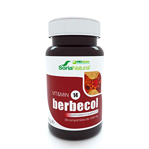 Soria Natural - Berbecol Vit&min 14 - Complemento dietético - 30 comprimidos - Berberina y Levadura de Arroz Rojo