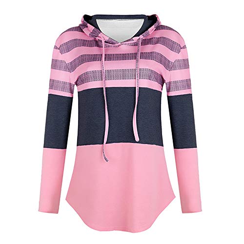 Sudadera con Capucha A Rayas para Mujer Otoño/Invierno Camiseta Suelta De Manga Larga Camiseta Deportiva Informal Estampada