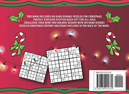 Sudoku Hard Puzzle Book: Large Print Christmas On the Go Book of Hard Level Puzzles for Adults & Kids [Idioma Inglés]