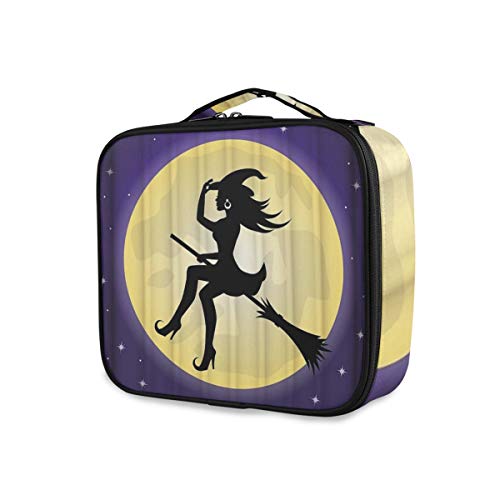 SUGARHE Bruja Divertida Halloween Ghost Moon Fly Sky Escoba,Neceser Maquillaje,Bolsa Cosméticos Organizador Brochas Maquillaje Estuches Portátil