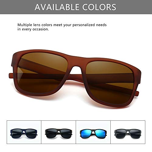 SUNGAIT Gafas de sol polarizadas Hombre Retro 100% protección UVA conducción Matte Marrón/Marrón K142CKC