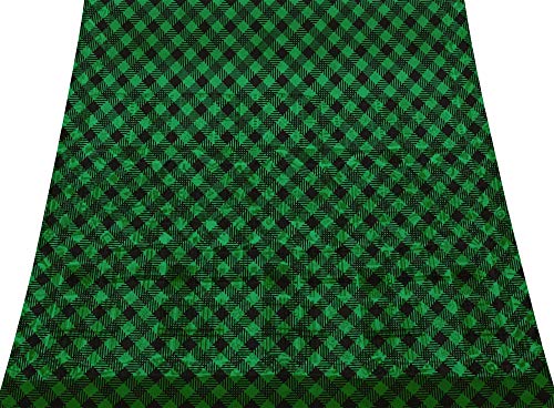 Svasti diagonal comprobar Sari 100% seda Mar verde comprobar Tela de Sari estampada usada Deco 1 Yard