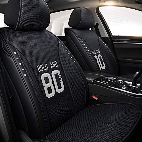 SXHYL Automóvil Cuatro Estaciones Negro Funda Asiento Juego 5 Piezasjuego Fundas para Asientos Coche Universal,Cubiertas Asiento Auto Cuero Artificial,Protector para Asientos Delanteros Y Traseros,4