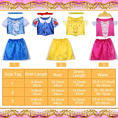 Tacobear Disfraz Princesa Niña Vestidos Princesa con Corona Varita Mágica Collar Anillo Diadema Zapatos Princesa Cosplay Traje Cenicienta Blancanieves Bella Aurora Disfraces Niña para Princesa Fiesta