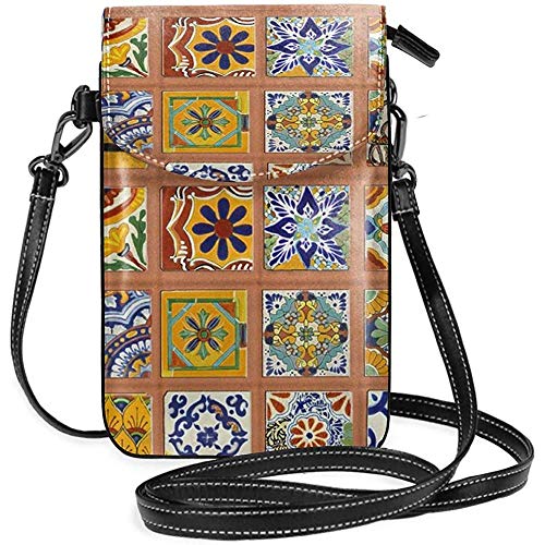 Talavera Mexican Tiles Monedero del Monedero del teléfono Celular para Mujeres Compras Viajes Bolso Bandolera pequeño