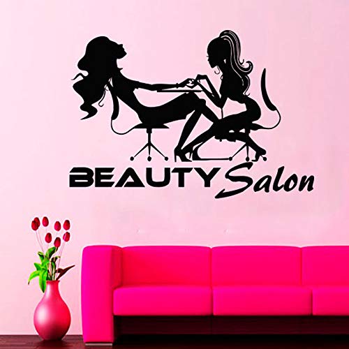 Tatuajes de pared Salón de Belleza Nail Art Manicure Vinyl StickerInterior Decoración Sticker Peluquería Peinado Para Ventana de Cristal DIY 57 * 39 cm