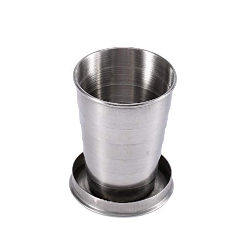 Taza Plegable de Acero Inoxidable S / M / L, Taza De Metal Superior Bebida Apilable Viaje Al Aire Libre Taza Plegable Telescópica Camping Senderismo Botella Plegable Taza Contenedores(M)