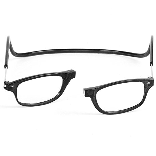 TBOC Pack: Gafas de Lectura Presbicia Vista Cansada – (Dos Unidades) Graduadas +1.00 Dioptrías Montura Negra Hombre Mujer Imantadas Plegables Lentes Aumento Leer Ver Cerca Cuello Imán