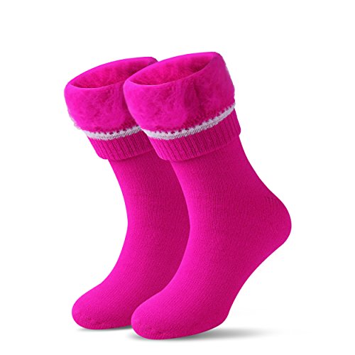 Térmicos de Invierno Calcetines de Lana Super Calor Gruesa Calentar Suave Cómodo Calcetines de Mujer Hombre (rosa, M/Hombre 36-41; Mujer 37-42)