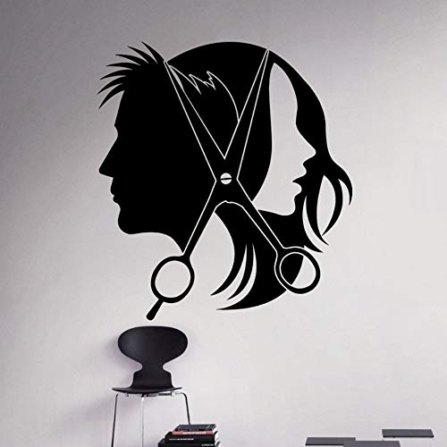 Tianpengyuanshuai Pegatinas de Pared con Logo de barbería para Hombres y Mujeres, Corte de Pelo, calcomanías de Vinilo, decoración de peluquería, Vinilo Barber mural57x63 cm