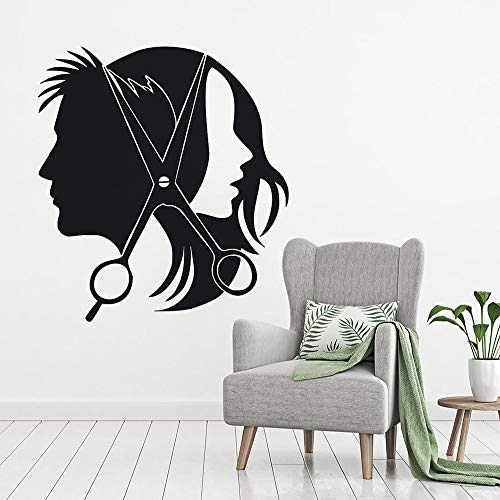 Tianpengyuanshuai Pegatinas de Pared con Logo de barbería para Hombres y Mujeres, Corte de Pelo, calcomanías de Vinilo, decoración de peluquería, Vinilo Barber mural57x63 cm