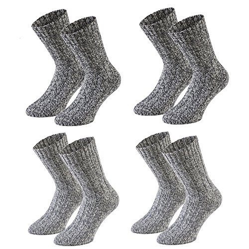 Tobeni 4 Pares cálidos Mujer Hombre Calcetines Noruegos Invierno Lana de Oveja Prelavada Unisex Color Gris Tamano 39-42