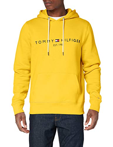 Tommy Hilfiger H Sudadera con Capucha, Cordón, Logo y Bolsillo Canguro, Yellow, XXXL Hombre