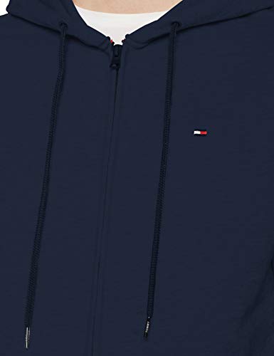 Tommy Hilfiger Logo Tape Hoody Sudadera con Capucha y Cinta Distintiva, Azul (Navy Blazer), Large para Hombre