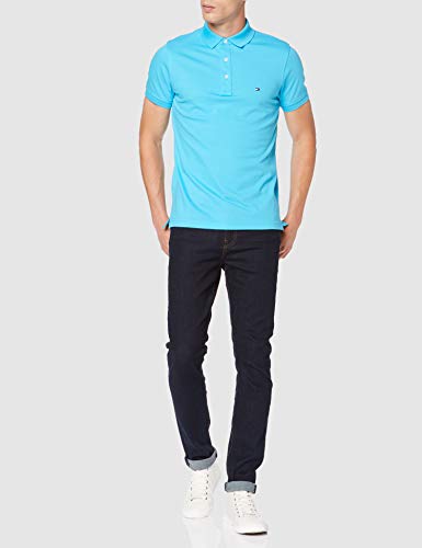 Tommy Hilfiger Tommy Slim Polo, Azul (Blue Atoll 480), Small para Hombre