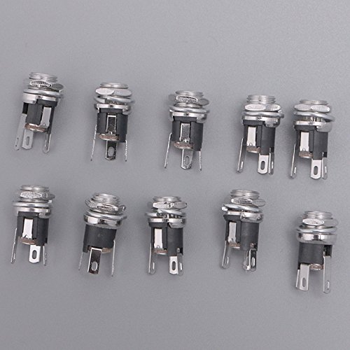 TOOGOO 10pzs Enchufe jack de fuente de alimentacion DC Conector de montaje en panel hembra 5.5x2.1mm Nuevo