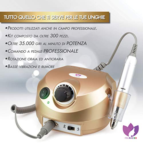 Torno Para Uñas Profesional 35000 Rpm Kit Utensilios Fresas Pulidor Limador Electrica De Cuticulas Manicura Pedicura 6 Puntas Y 300 Recambios Para Limar Esmalte Semipermanente Accesorios Set Taladro