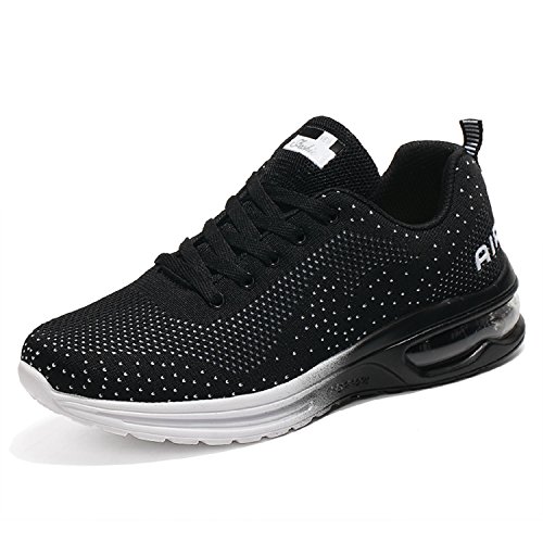 TQGOLD® Zapatillas de Running para Hombre Lightweight Air Cushion Malla Respirable Zapatillas de Deporte Zapatillas para Correr(EU 40,Negro)